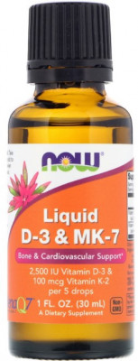 LIQUID VIT D3 & MK7 (витамин D, MK7) 30 мл NOW Foods